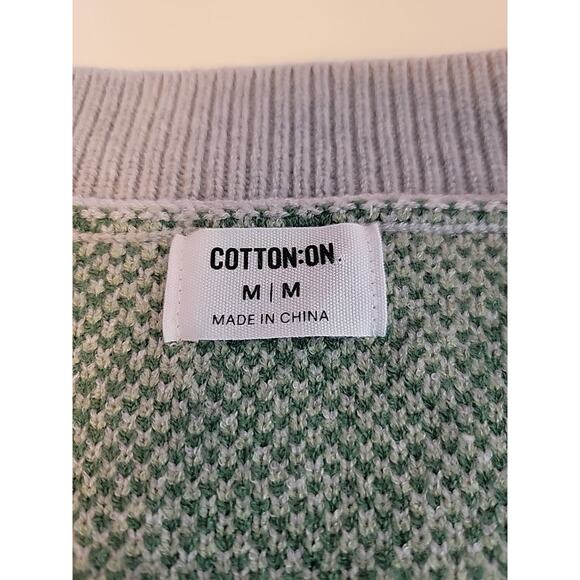 Cotton: On Gray Green Argyle Print Knit Crop Sweater Vest Women's Medium - Picture 11 of 12